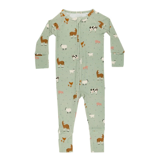 Farm Animals Small Ribbed Zip Romper Brave Little Ones Lil Tulips