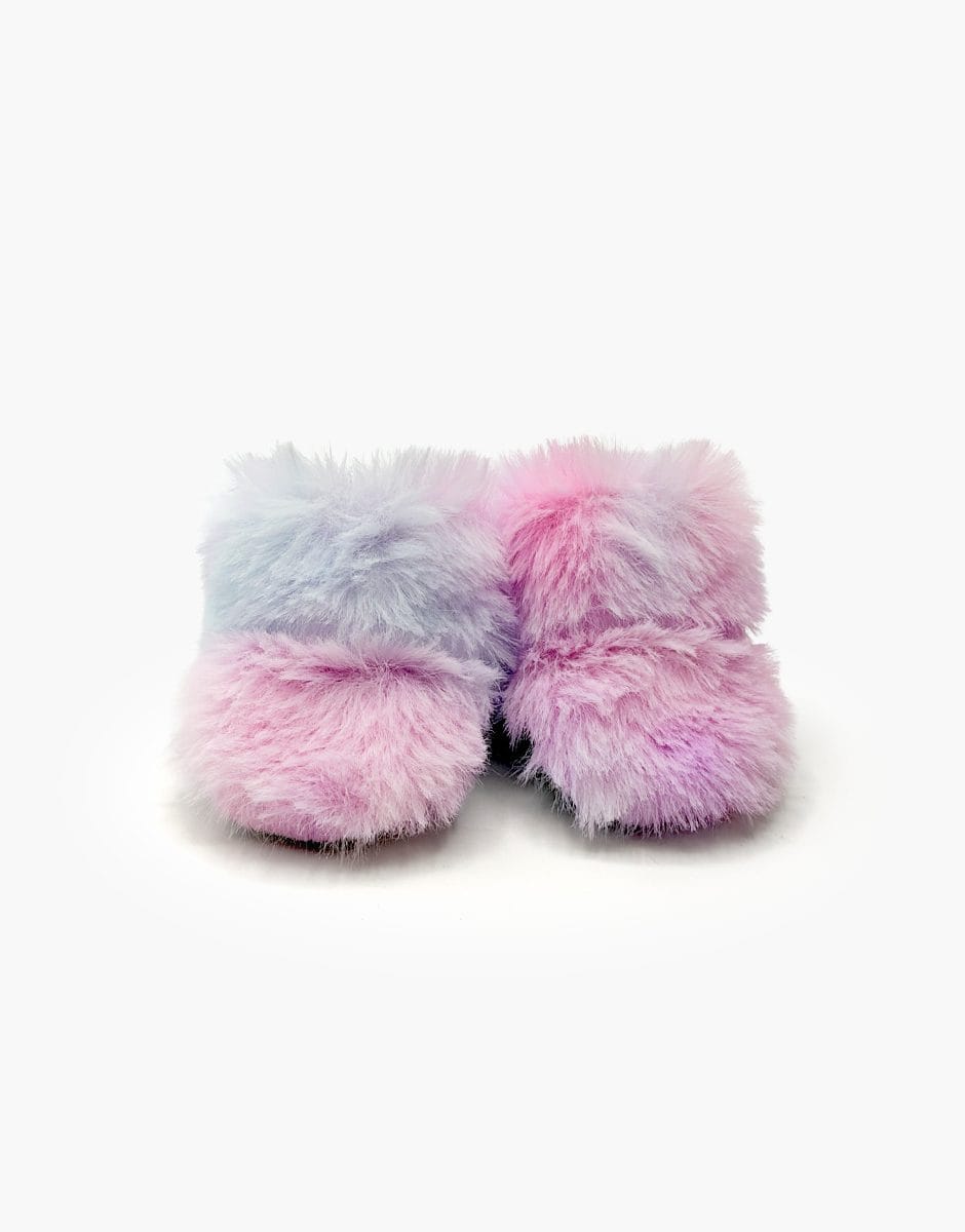 Faux Fur Doll Snow Boots - Rainbow Lilac - Mini Panchas & Gordis Minikane Lil Tulips