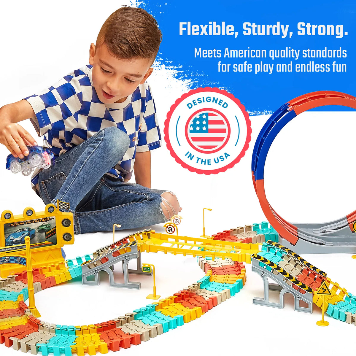 Flashtrack Glow in the Dark Racing & Building Track Set JitteryGit Lil Tulips