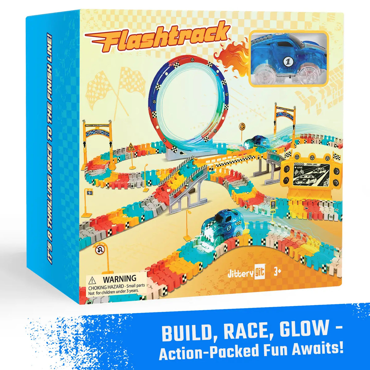 Flashtrack Glow in the Dark Racing & Building Track Set JitteryGit Lil Tulips