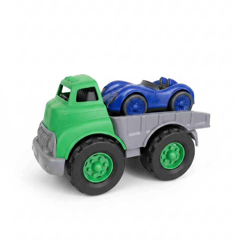 Flatbed and Race Car Toy - Green Green Toys Lil Tulips
