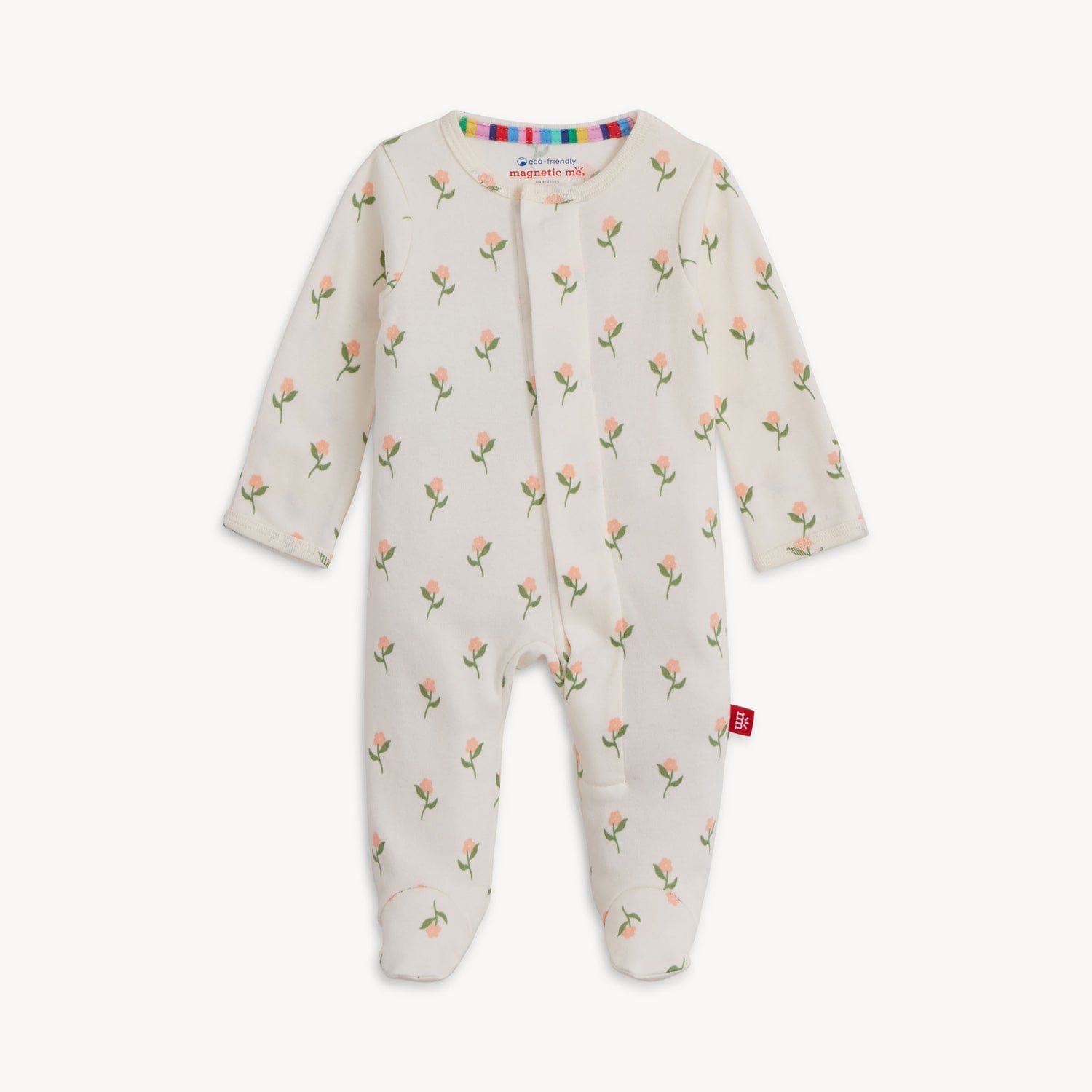 Floral Chicken Tender Organic Cotton Footie Magnetic Me Lil Tulips