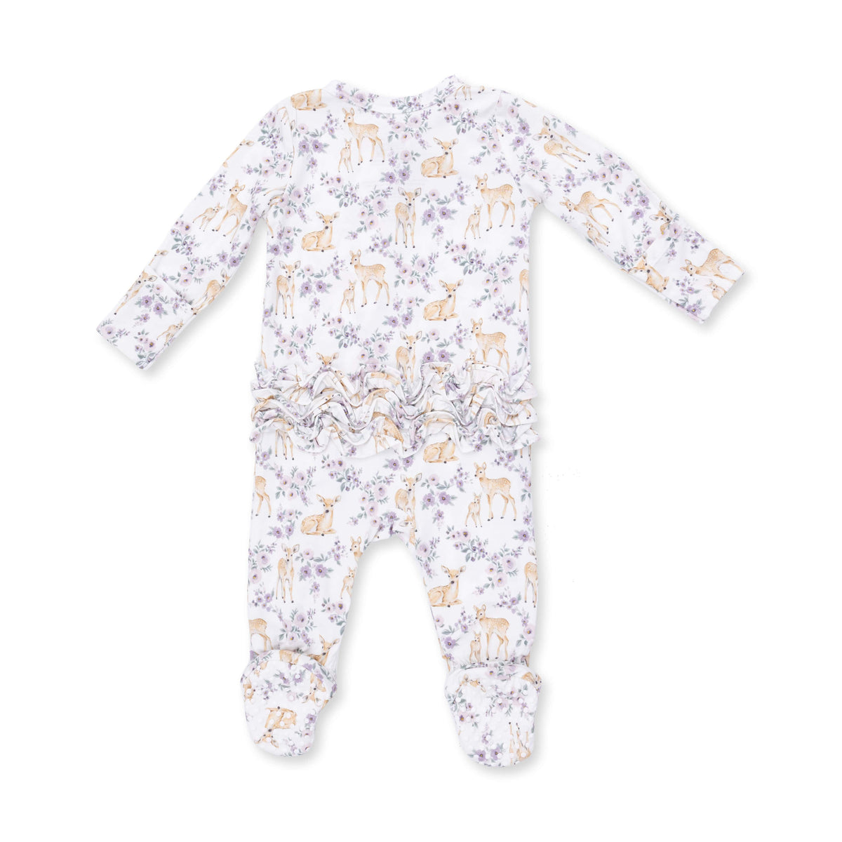 Floral Deer - 2 Way Ruffle Back Zipper Footie Angel Dear Lil Tulips