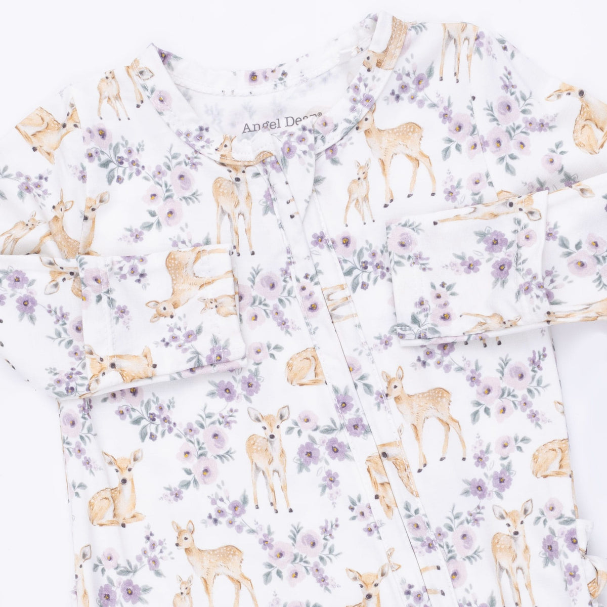 Floral Deer - 2 Way Ruffle Back Zipper Footie Angel Dear Lil Tulips