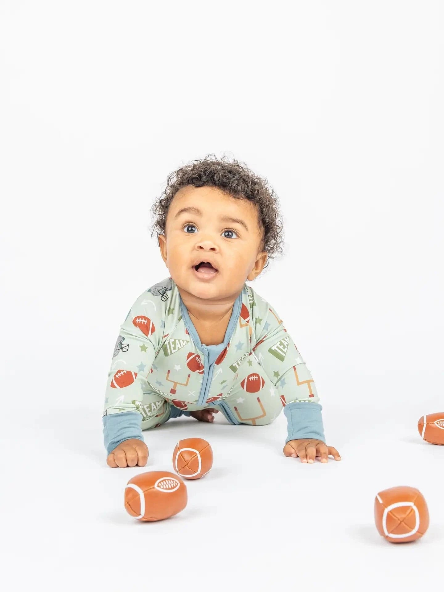 Football Game Day Boys Bamboo Convertible Baby Pajamas Emerson and Friends Lil Tulips