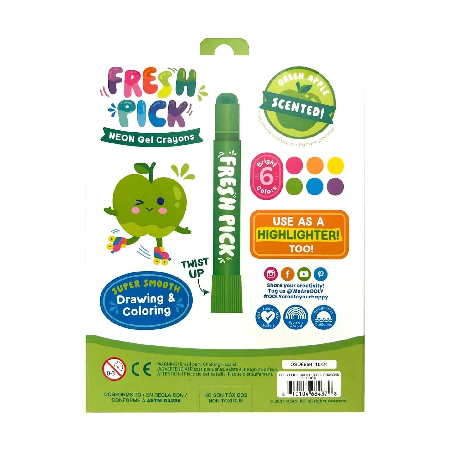 Fresh Pick Apple Scented Gel Crayons - Set of 6 OOLY Lil Tulips