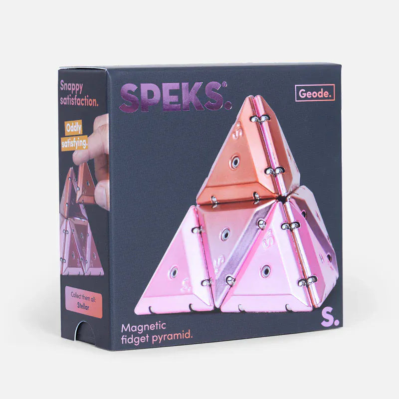 Geode Chrome Pyramid Magnetic Fidget - Pink Chrome - Stellar Speks Lil Tulips