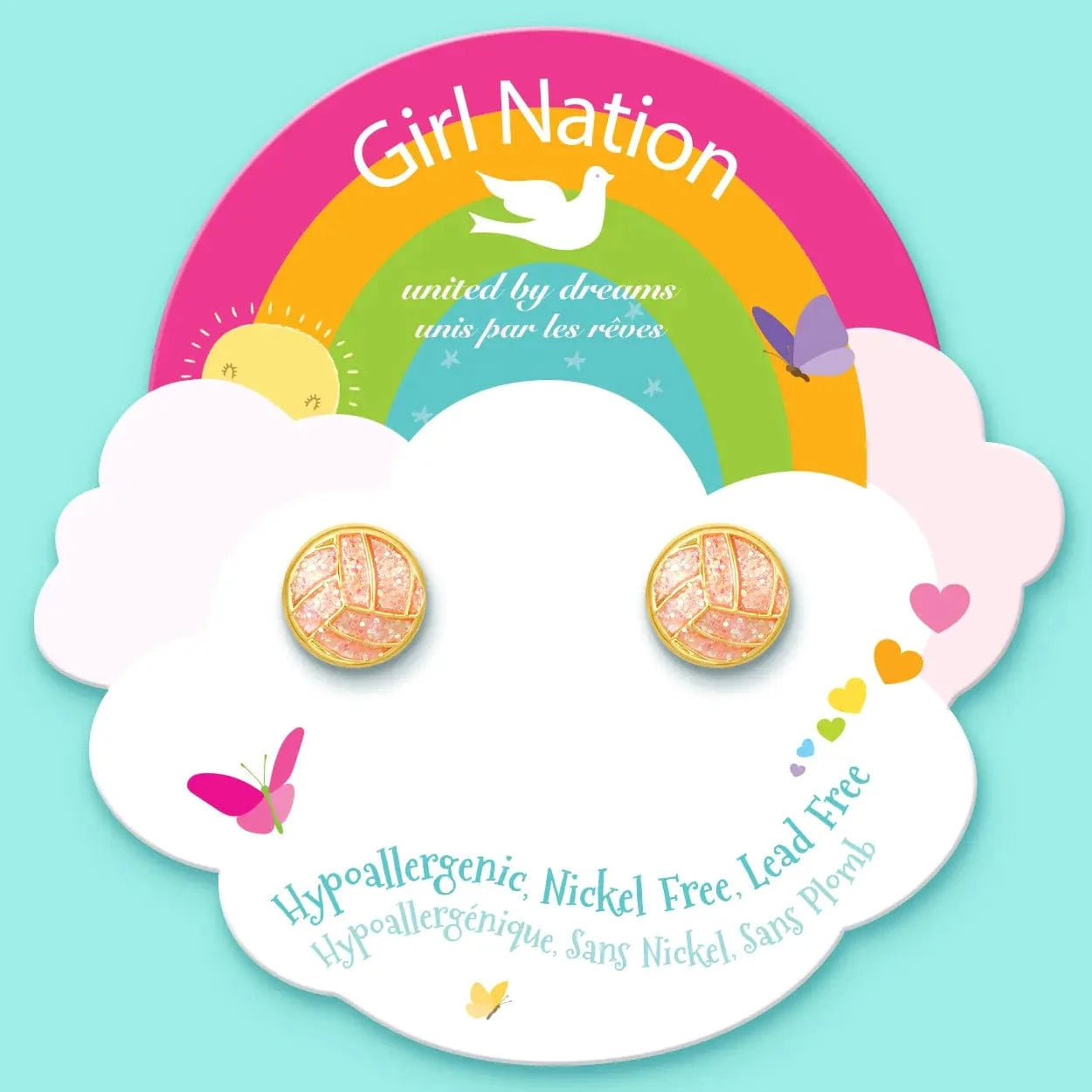 Glitter Volleyball Cutie Stud Earrings Girl Nation Bracelets Lil Tulips