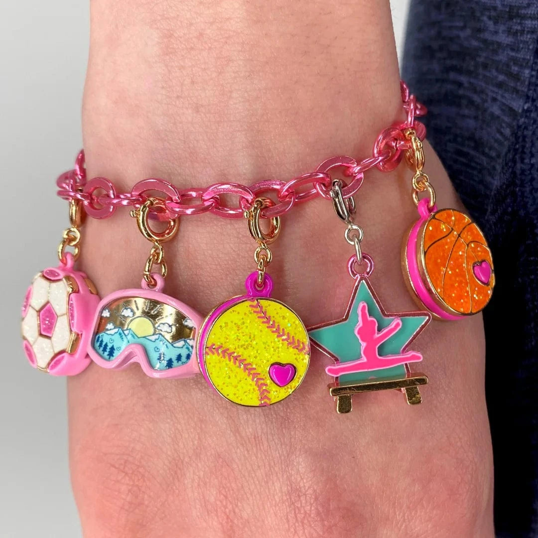 Gold Glitter Softball Charm Charm It! Bracelets Lil Tulips