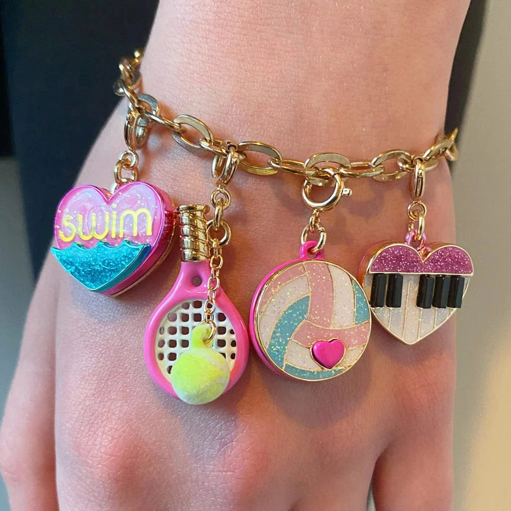 Gold Glitter Swim Heart Charm Charm It! Bracelets Lil Tulips