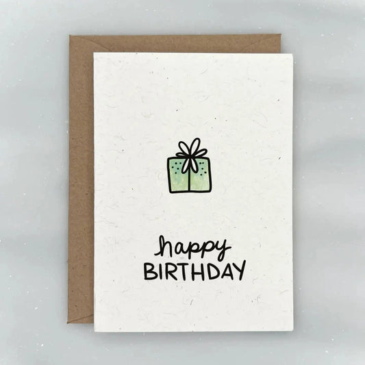Green Birthday Present - Birthday Gift Enclosure Card Lemon Doodle Lil Tulips