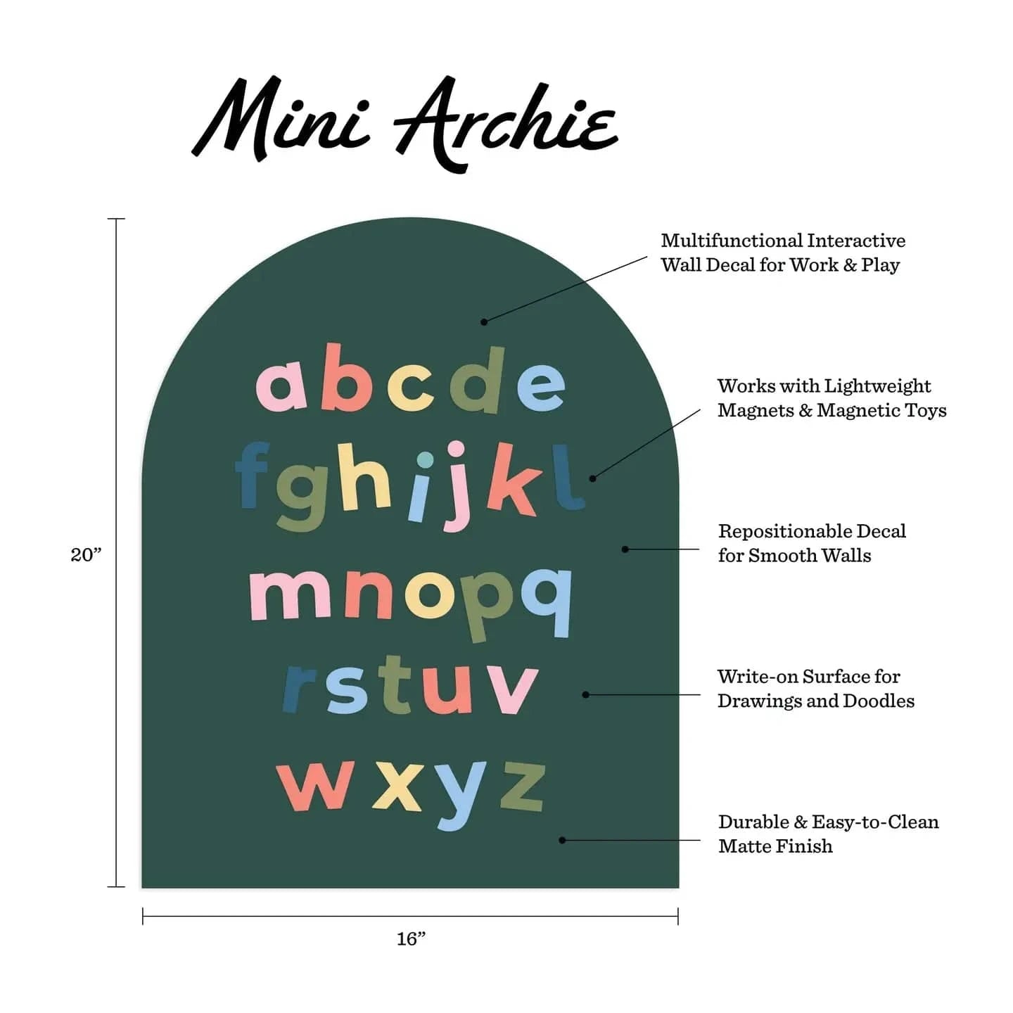 Green Magnetic Arch Wall Decal - MINI The Type Set Co. Lil Tulips