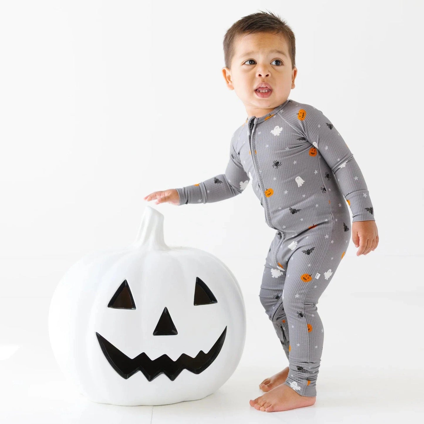 Halloween Boo Crew Small Ribbed Zip Romper Brave Little Ones Lil Tulips