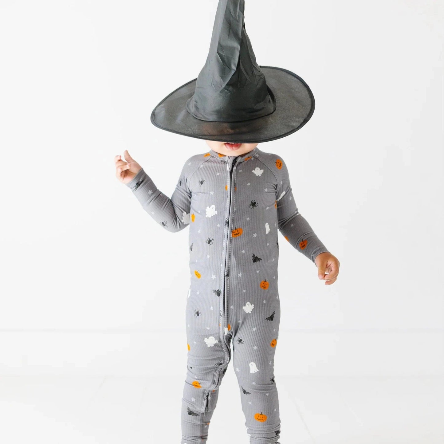 Halloween Boo Crew Small Ribbed Zip Romper Brave Little Ones Lil Tulips