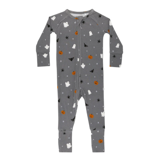 Halloween Boo Crew Small Ribbed Zip Romper Brave Little Ones Lil Tulips