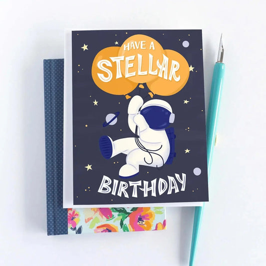 Have A Stellar Birthday Space Astronaut Birthday Card Pedaller Designs Lil Tulips