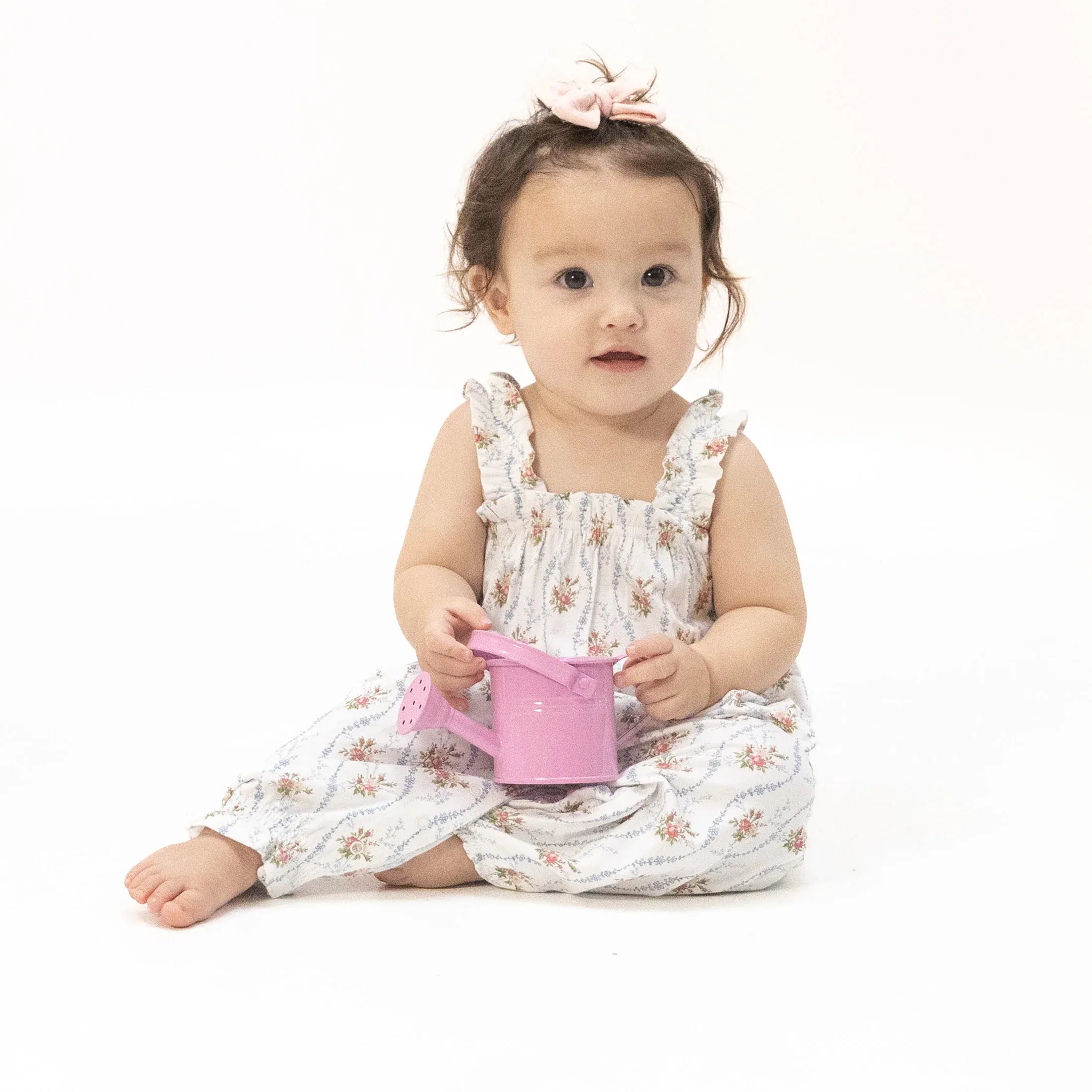 Heirloom Rose Stripe - Ruffly Strap Overall Angel Dear Lil Tulips