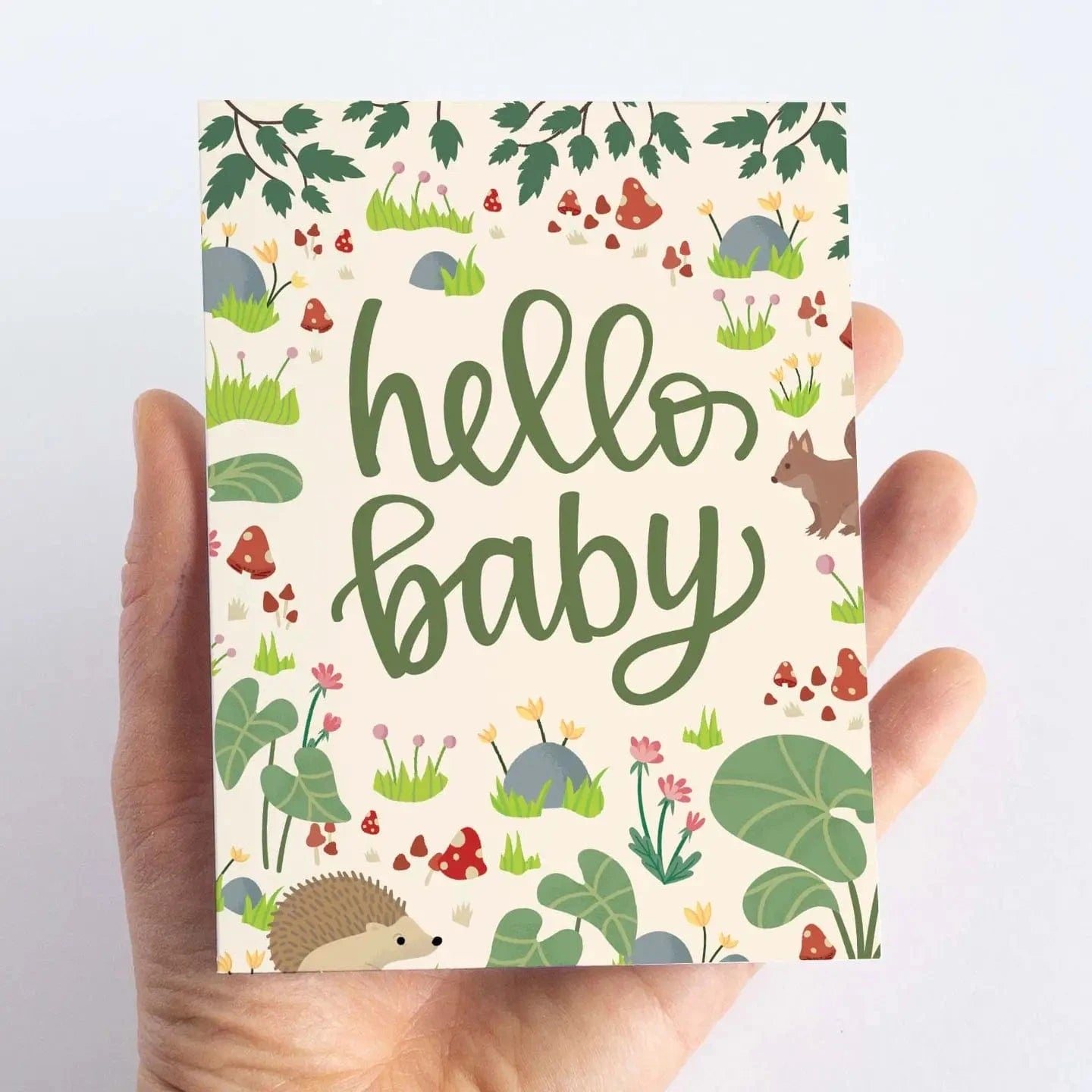 Hello Baby- Woodland Forest Baby Shower Card Pedaller Designs Lil Tulips
