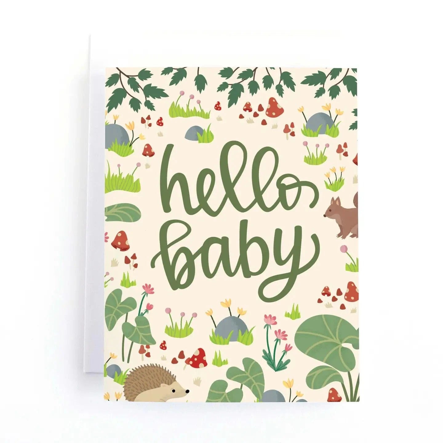 Hello Baby- Woodland Forest Baby Shower Card Pedaller Designs Lil Tulips