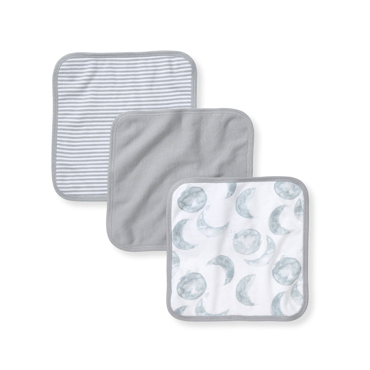 Hello Moon Organic Cotton Knit Terry Washcloths 3 Pack - Quarry Burt's Bees Baby Lil Tulips