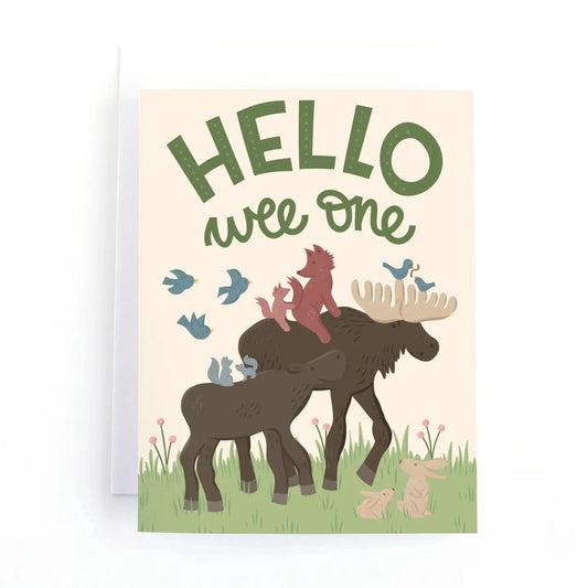 Hello Wee One - Woodland Animals - Baby Shower Card Pedaller Designs Lil Tulips