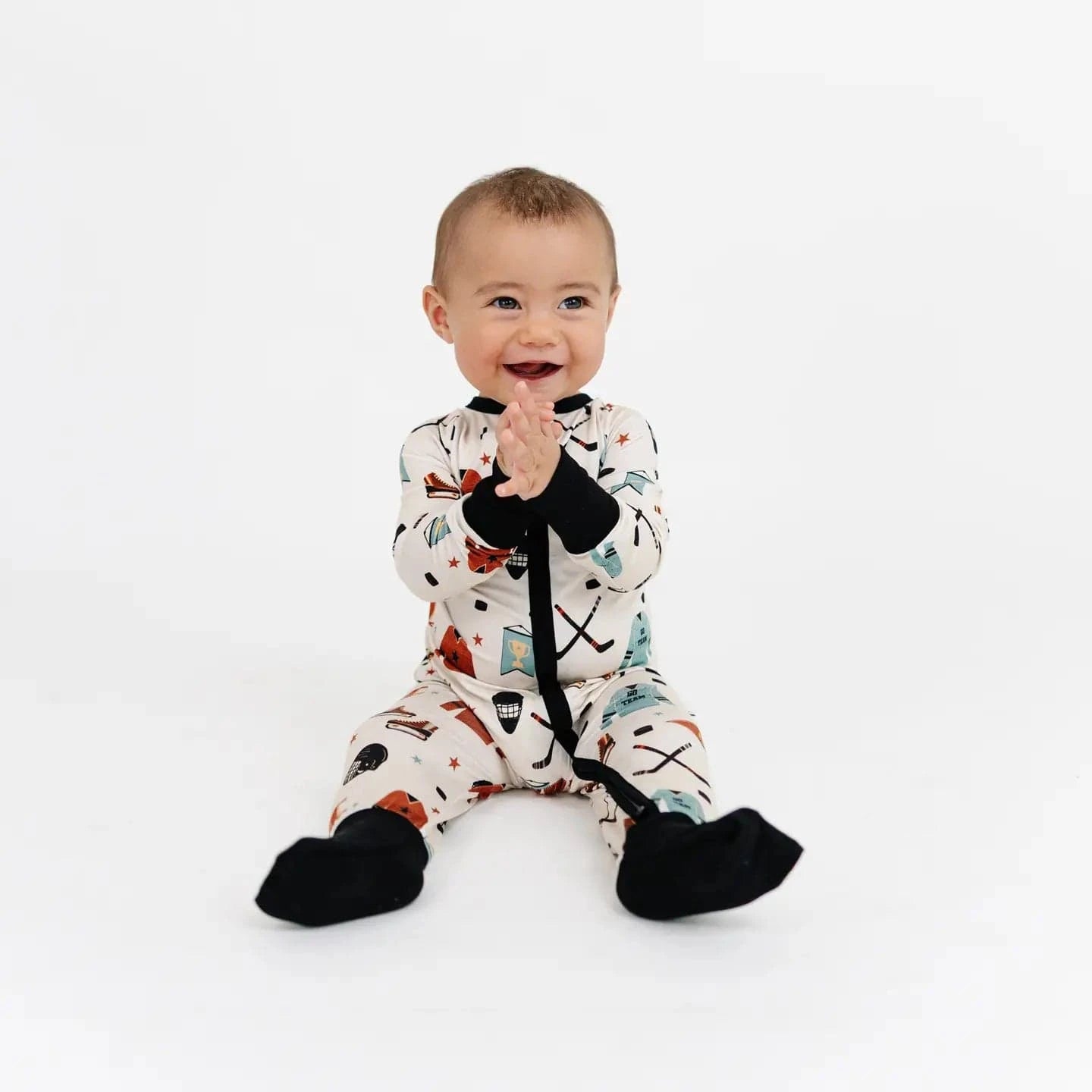 Hockey Bamboo Convertible Footie Romper Emerson and Friends Lil Tulips