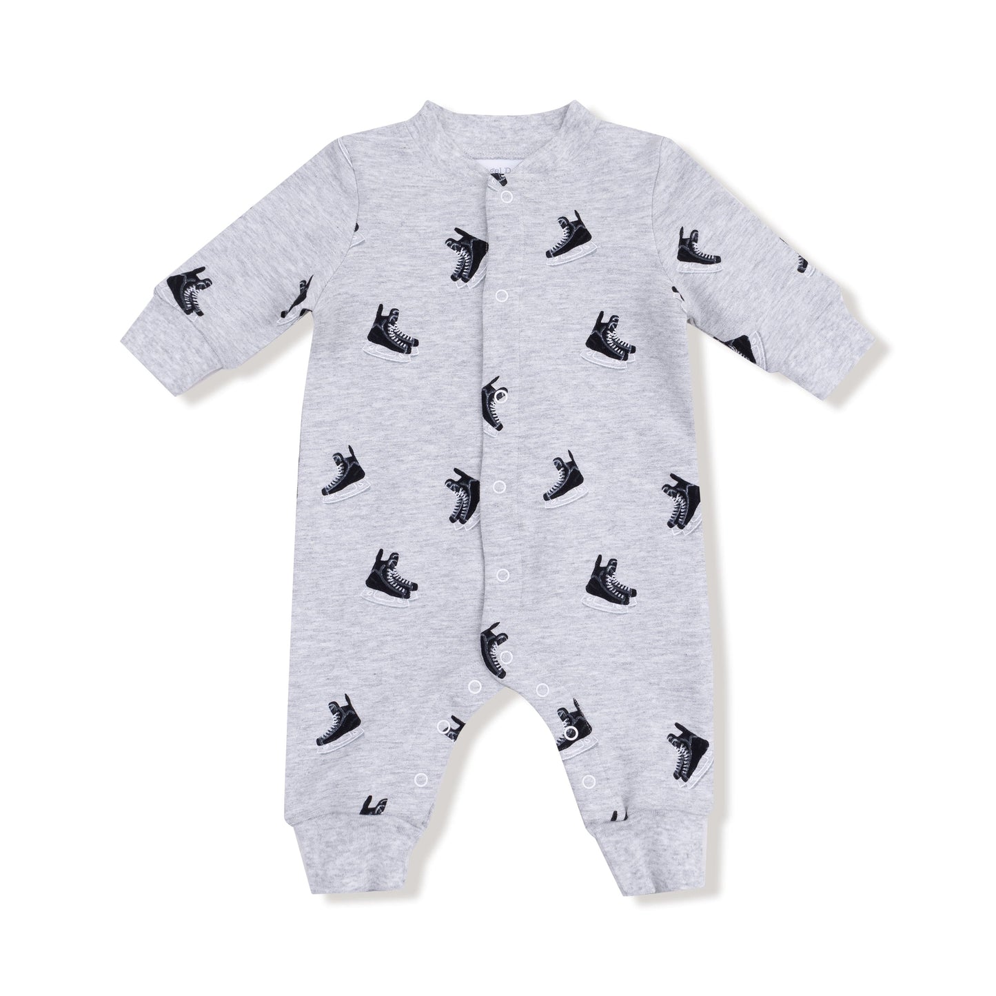 Hockey French Terry - Baseball Collar Romper With Front Placket Angel Dear Lil Tulips