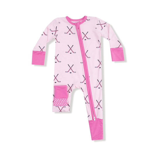 Hockey - Pink - 2 Way Zipper Romper Angel Dear Lil Tulips