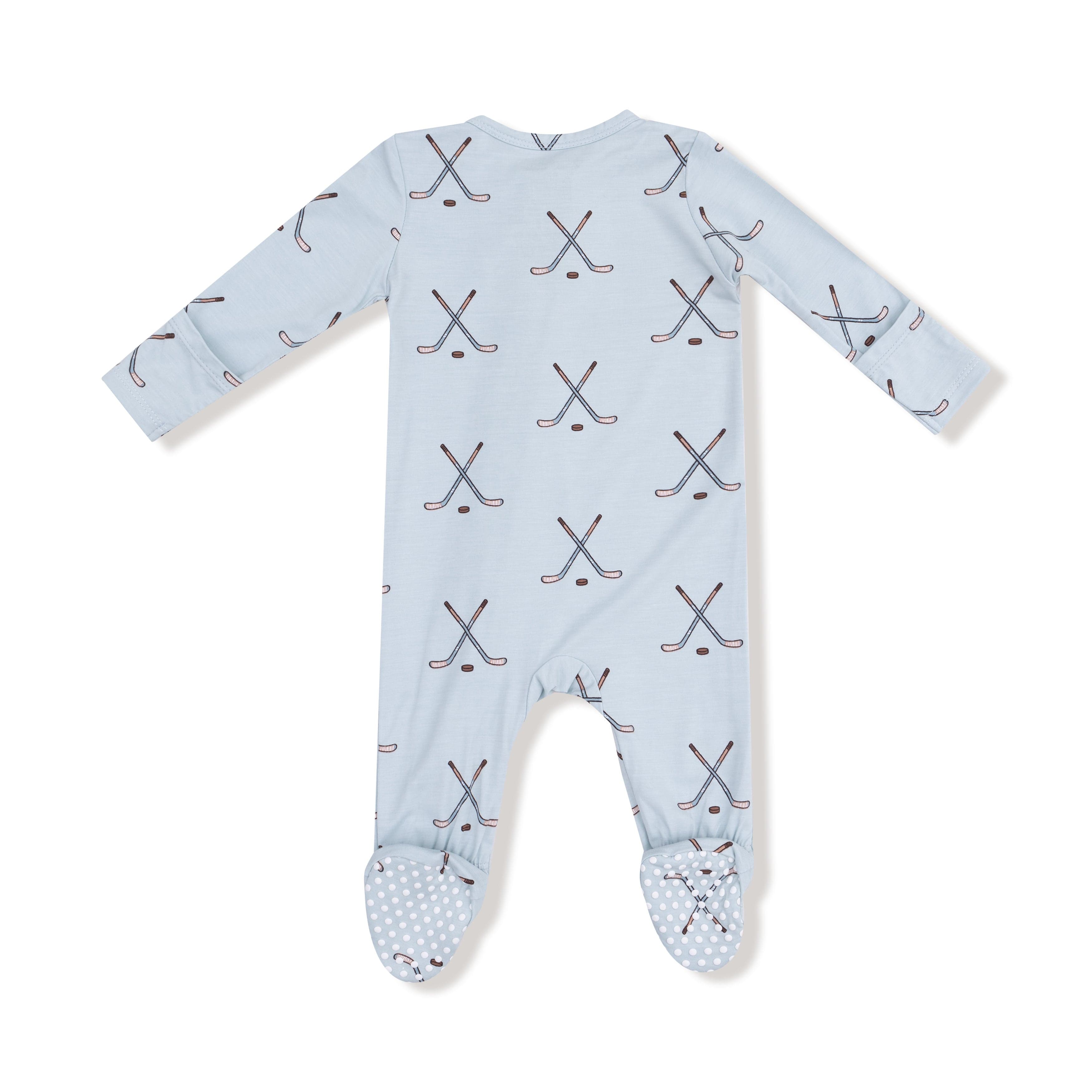 Hockey - Stone Blue - 2 Way Zipper Footie Angel Dear Lil Tulips