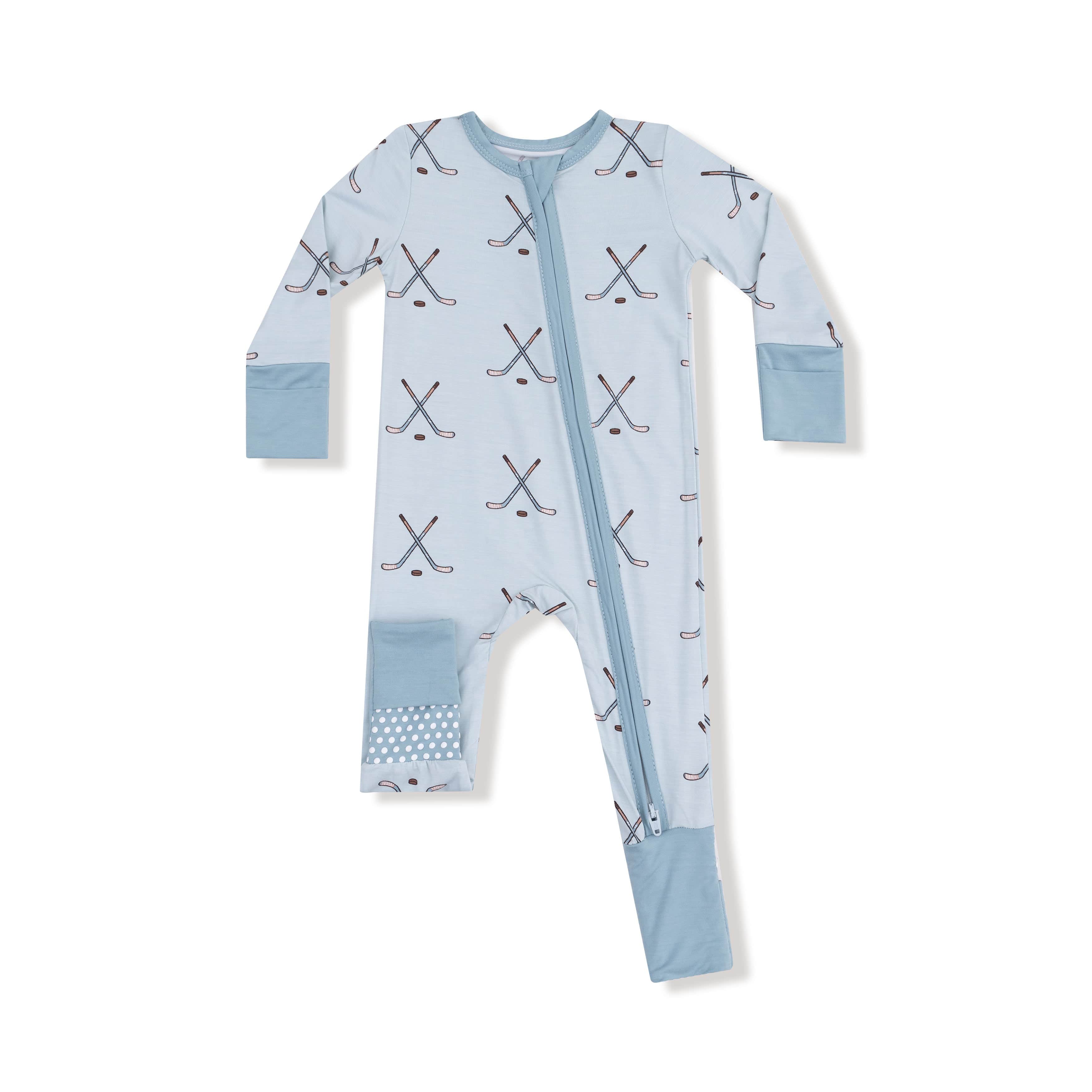 Hockey - Stone Blue - 2 Way Zipper Romper Angel Dear Lil Tulips