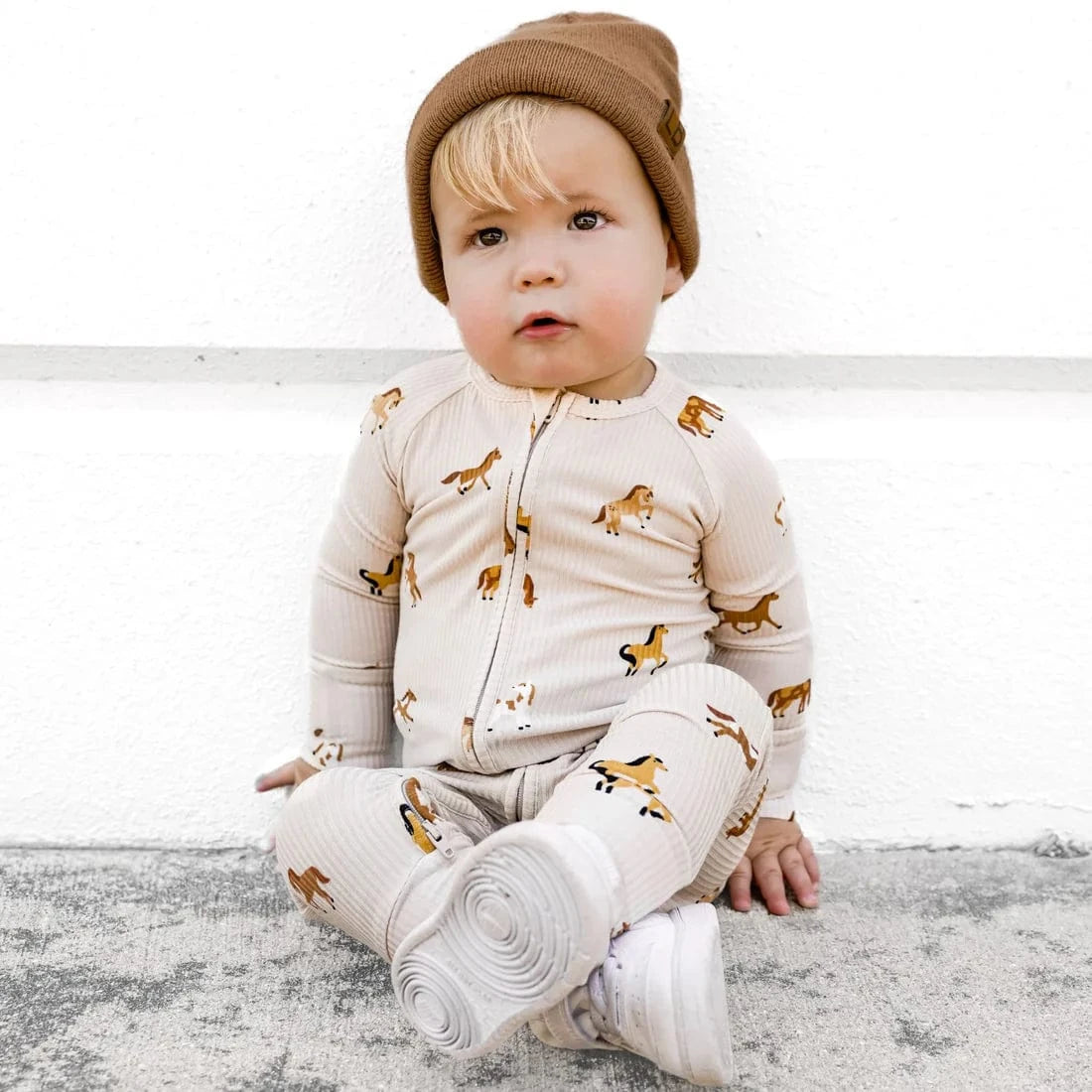 Horses Small Ribbed Zip Romper Brave Little Ones Lil Tulips