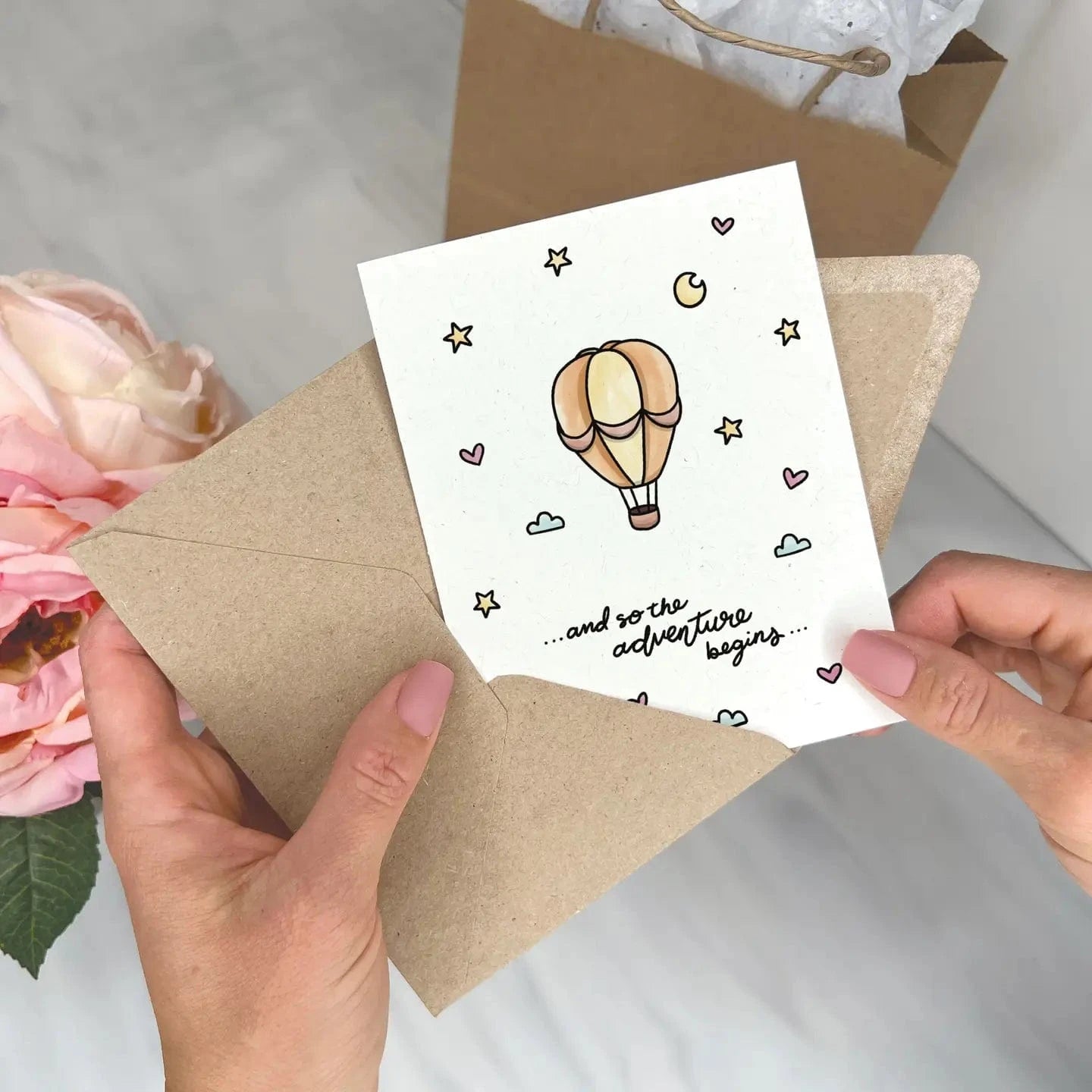 Hot Air Balloon Adventure - Baby Shower Card Lemon Doodle Lil Tulips