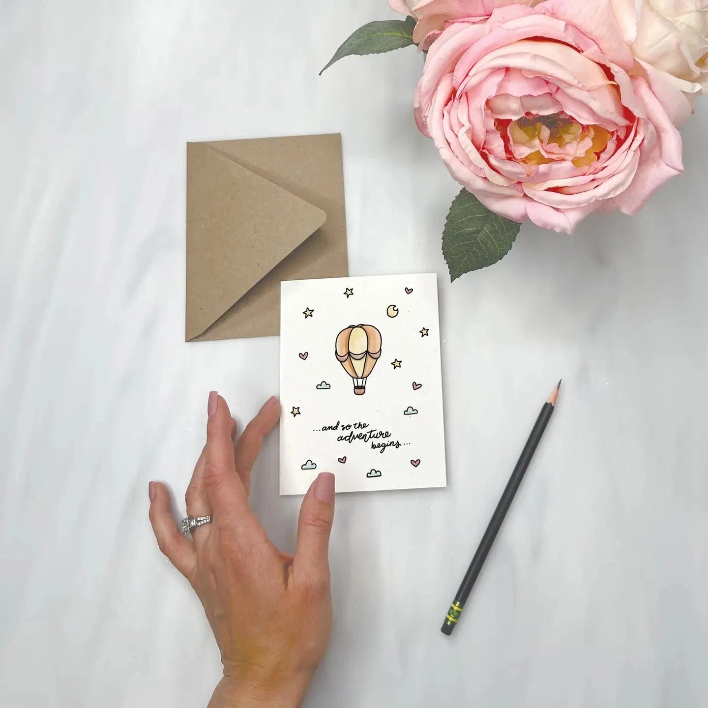 Hot Air Balloon Adventure - Baby Shower Card Lemon Doodle Lil Tulips