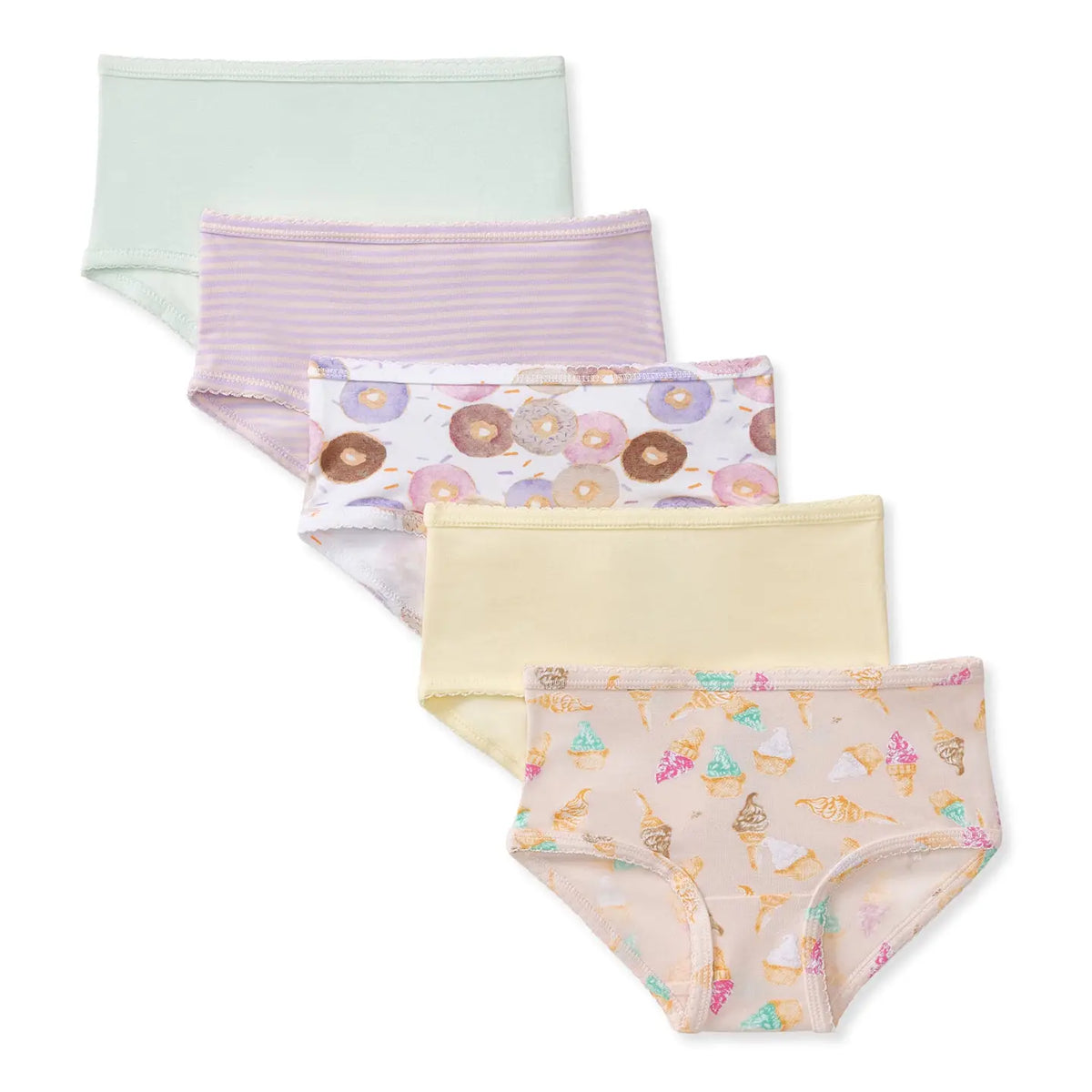 Ice Cream & Donuts Organic Cotton Toddler Girl Underwear 5 Pack Burt's Bees Baby Lil Tulips