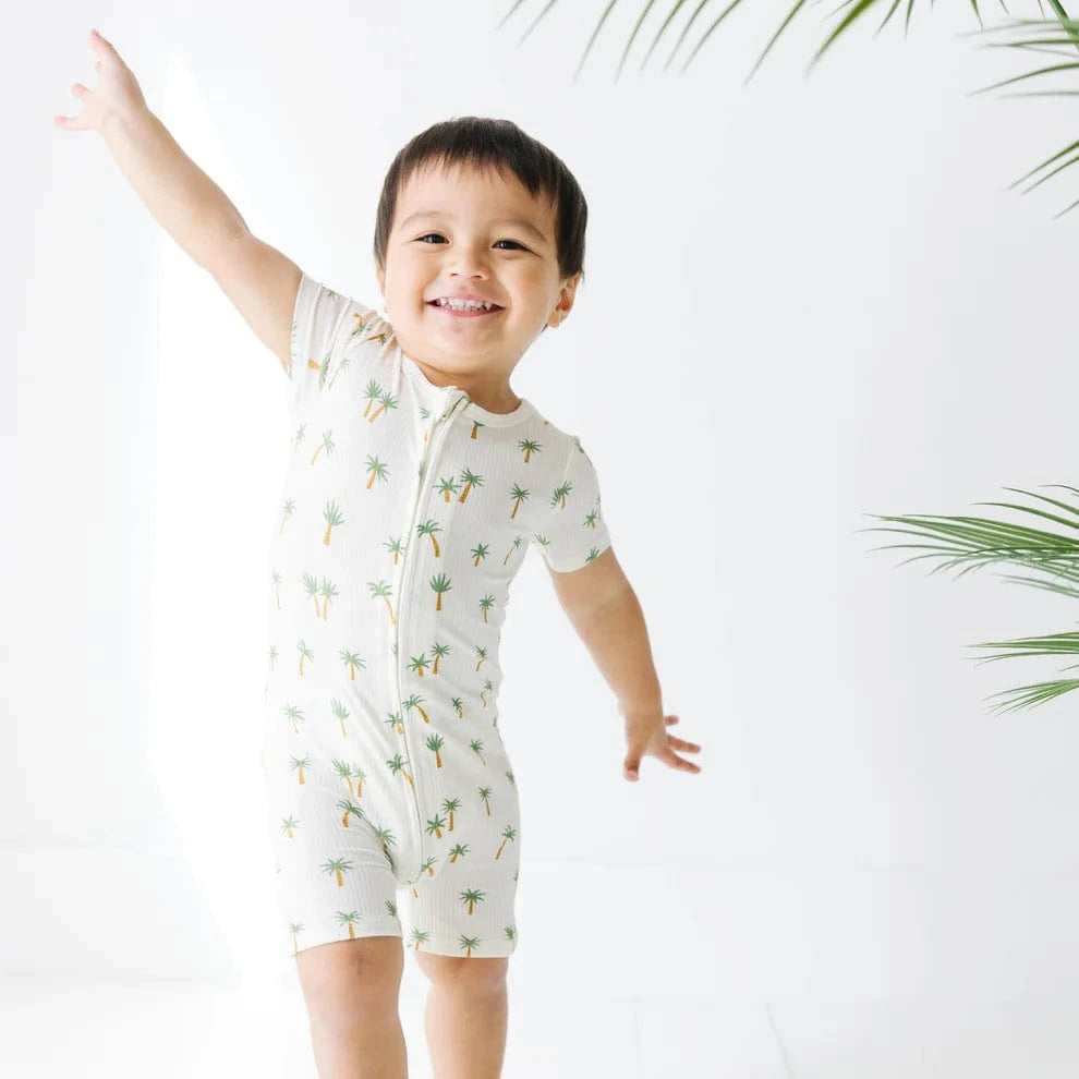 Island Palm Trees Small Ribbed Summer Zip Romper Brave Little Ones Lil Tulips