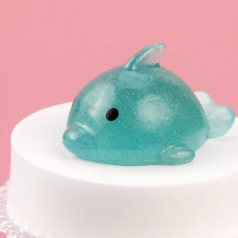Jumbo Glitter Mochi Squishy Toy Teal Dolphin Kawaii Slime Company Lil Tulips