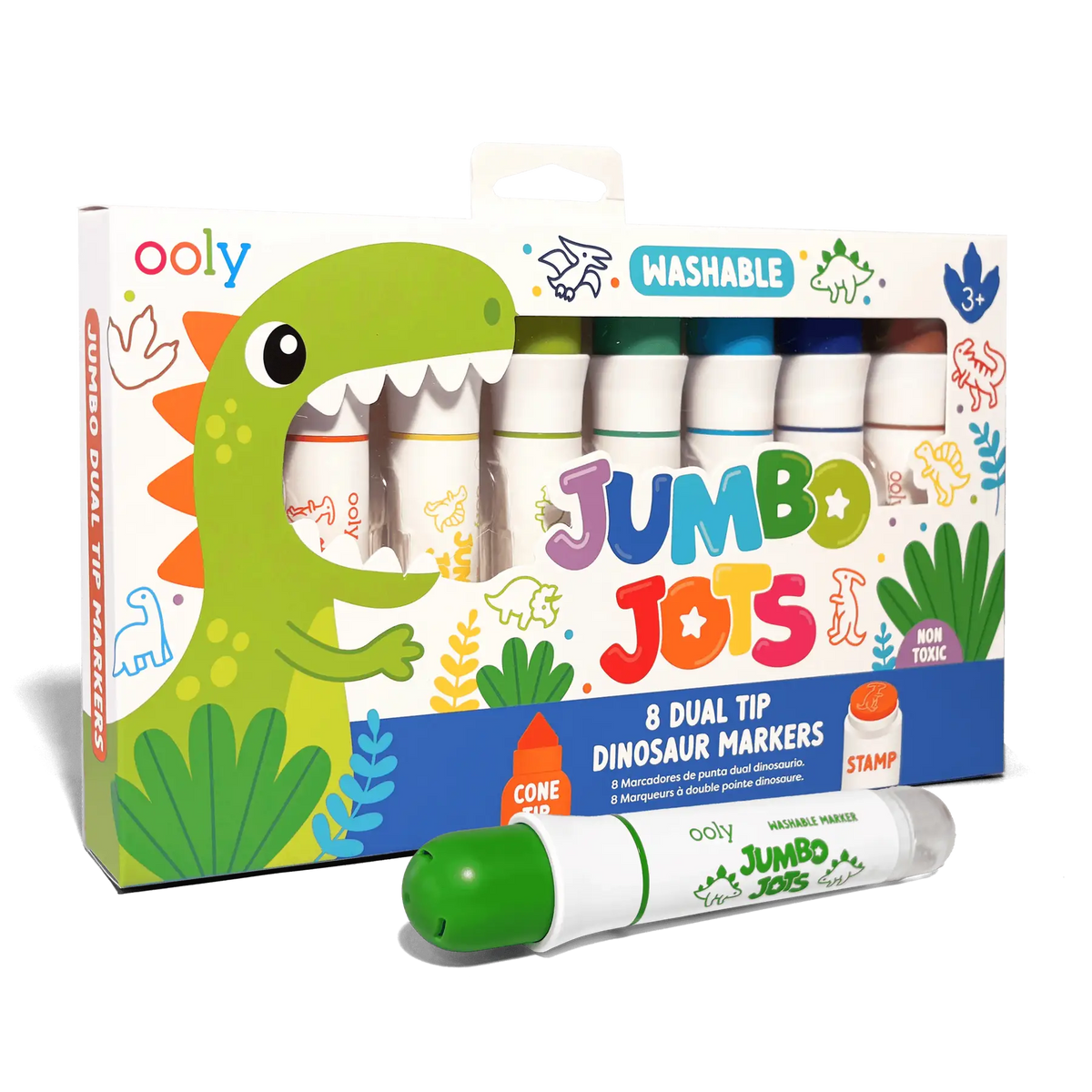 Jumbo Jots Dual Tip Dinosaur Stamp Markers - Set of 8 OOLY Lil Tulips