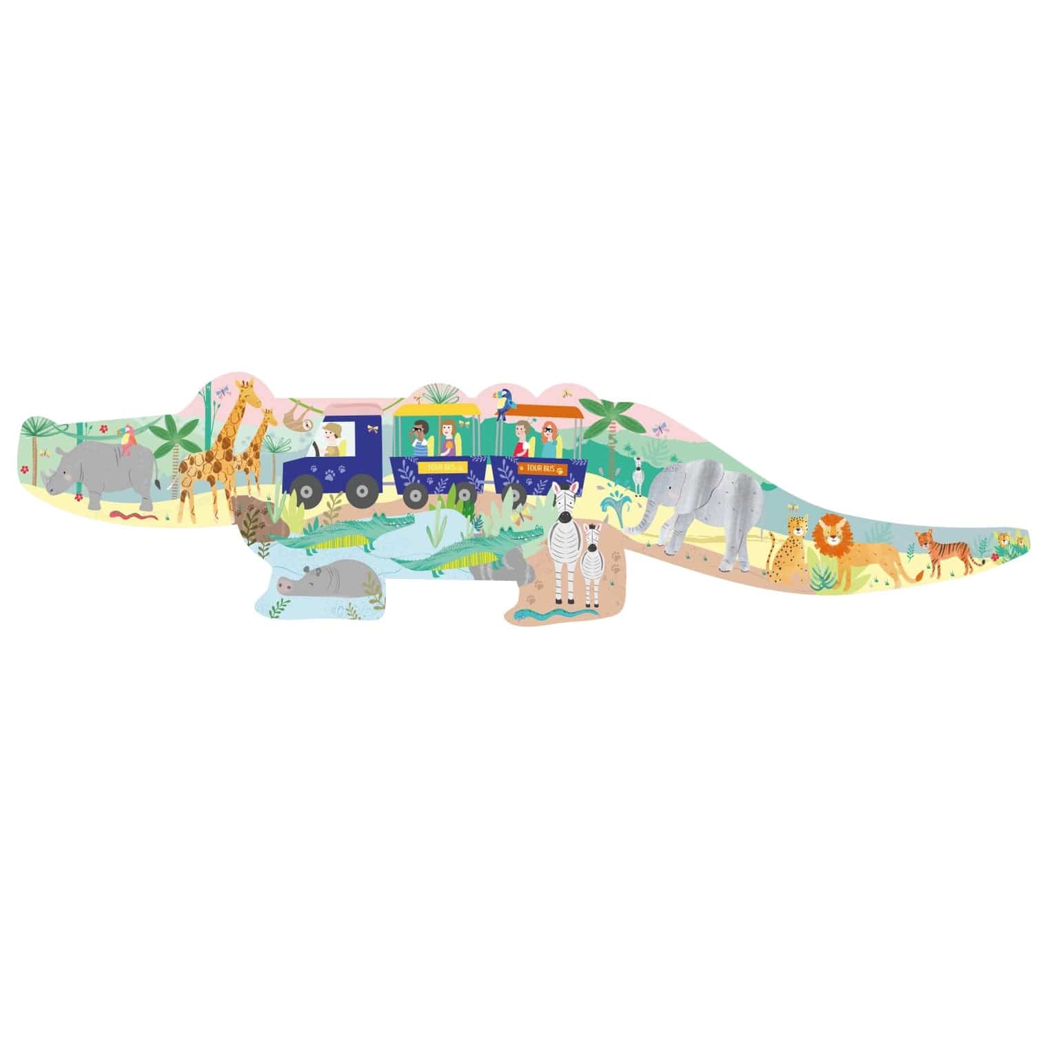 Jungle Crocodile-Shaped 20 Piece Jigsaw Puzzle Floss and Rock Lil Tulips