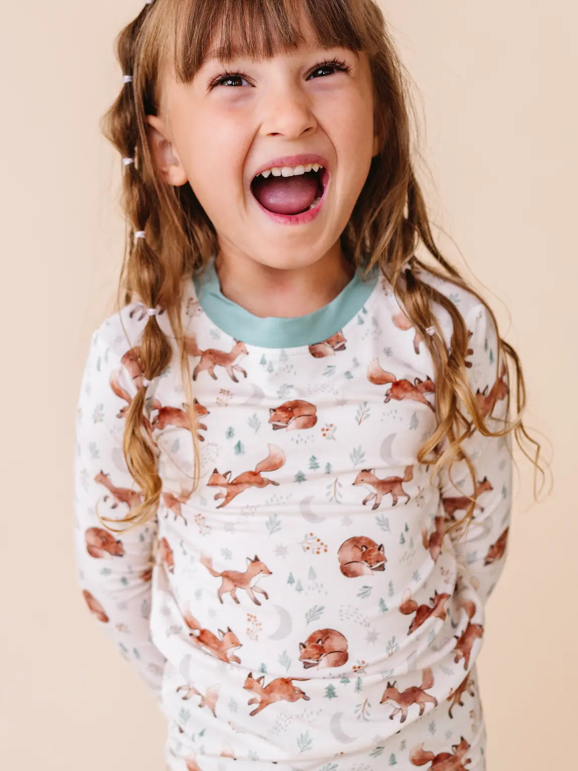 Kids Bamboo Pajamas - Moonlit Fox Bird & Bean Lil Tulips