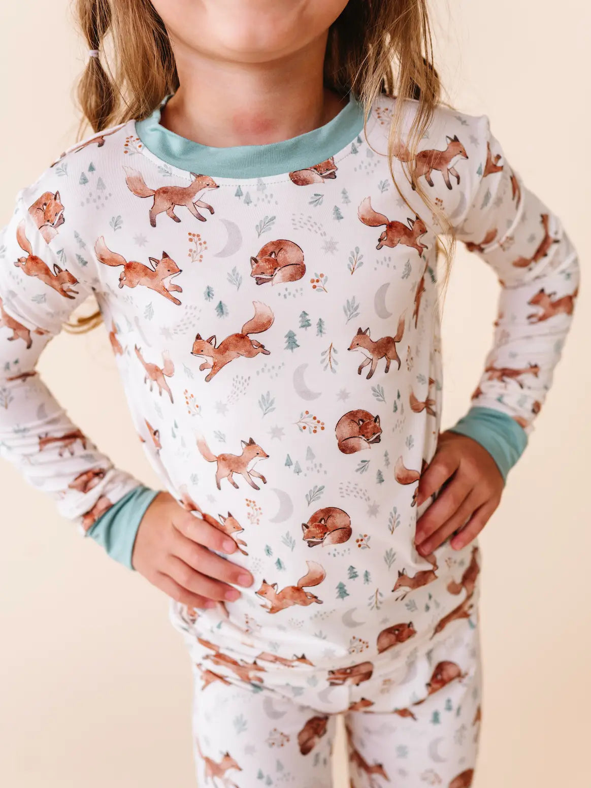 Kids Bamboo Pajamas - Moonlit Fox Bird & Bean Lil Tulips