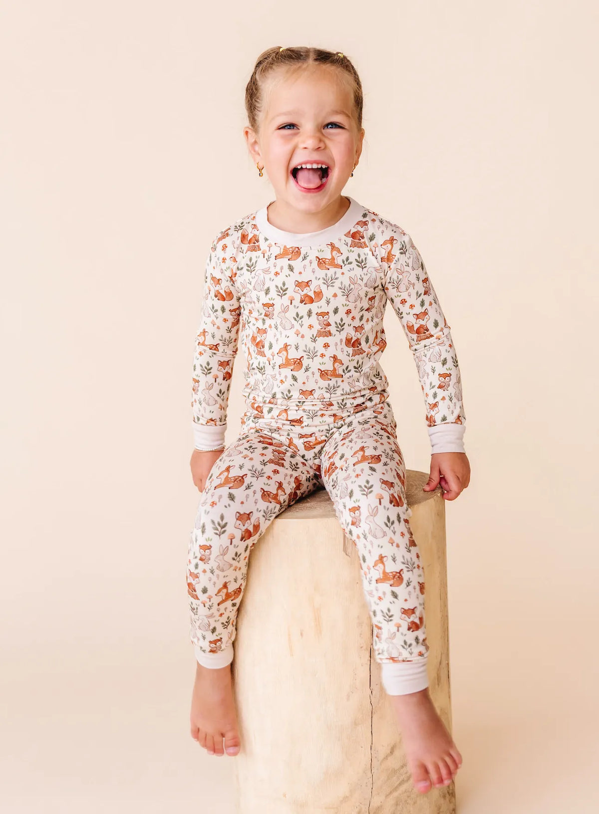 Kids Bamboo Pajamas - Woodland Whimsy Bird & Bean Lil Tulips