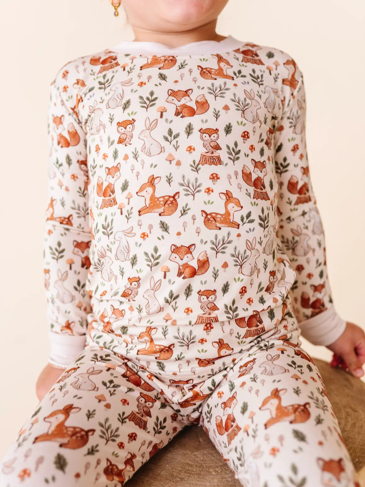 Kids Bamboo Pajamas - Woodland Whimsy Bird & Bean Lil Tulips