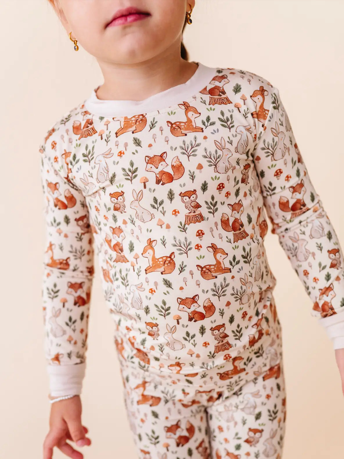 Kids Bamboo Pajamas - Woodland Whimsy Bird & Bean Lil Tulips