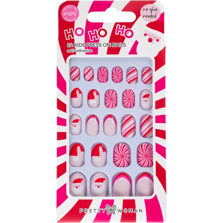 Kids Holiday Press On Nails - Ho Ho Pretty Woman Lil Tulips