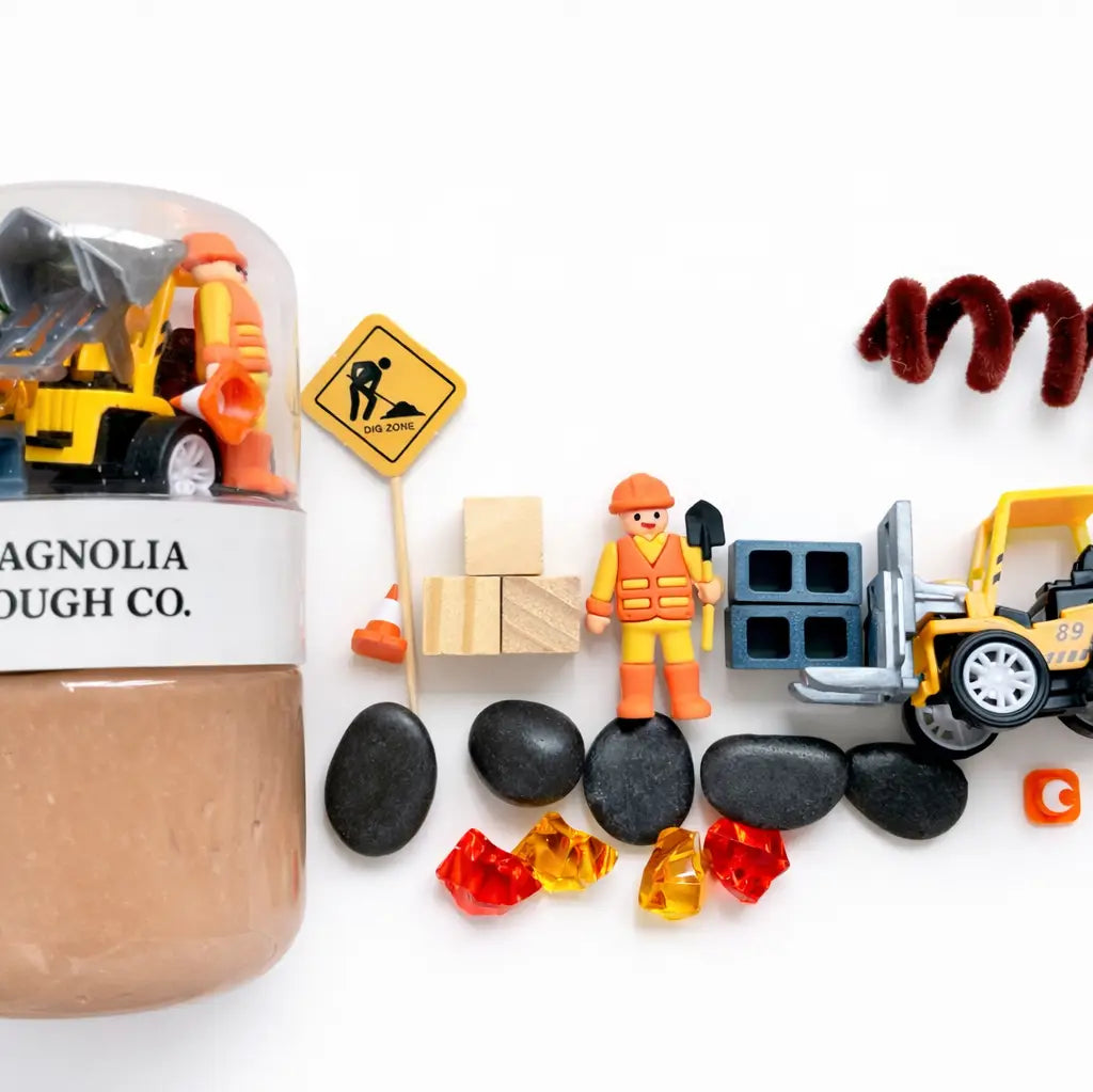 Kids Sensory Play Dough Jar - Construction Theme Magnolia Dough Lil Tulips