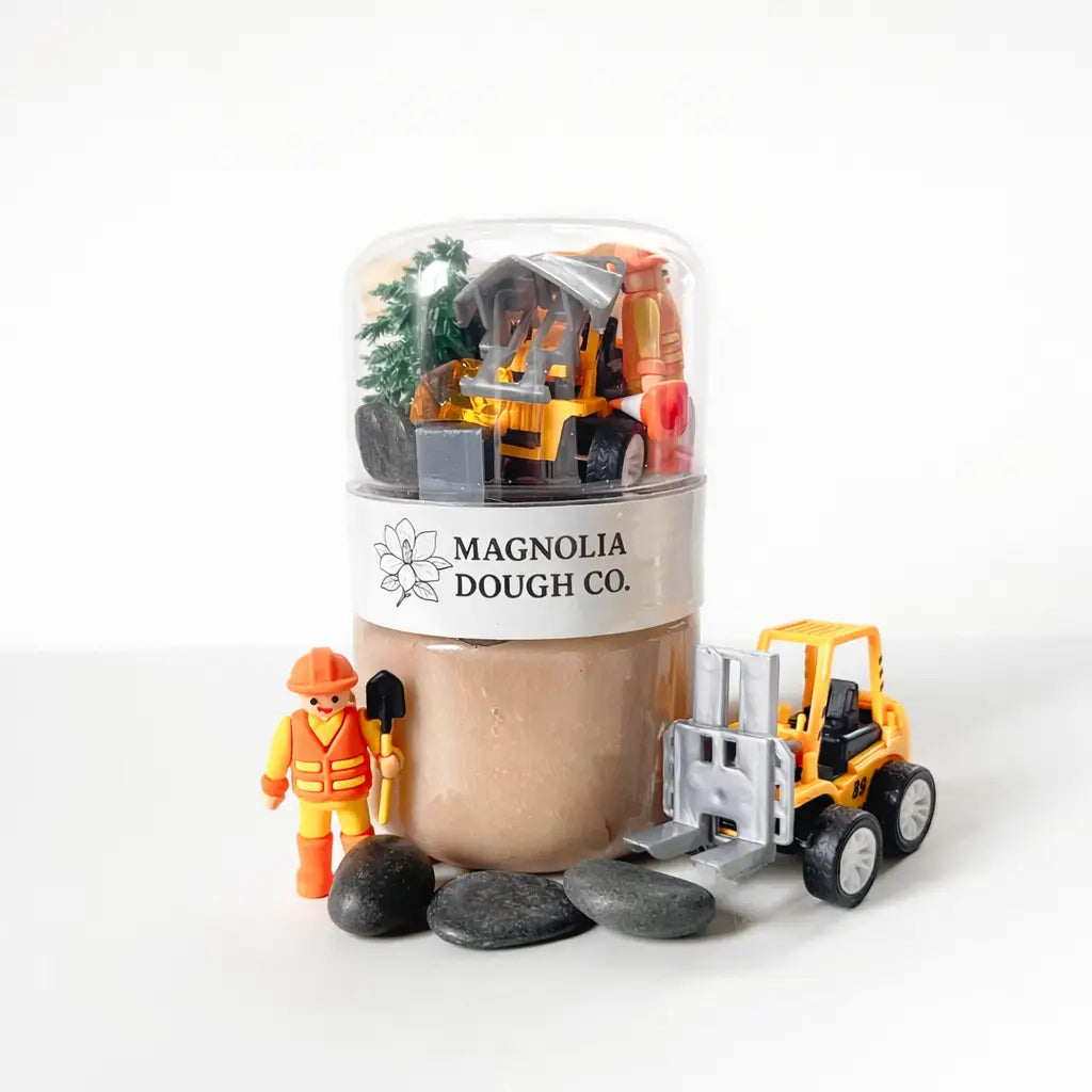 Kids Sensory Play Dough Jar - Construction Theme Magnolia Dough Lil Tulips