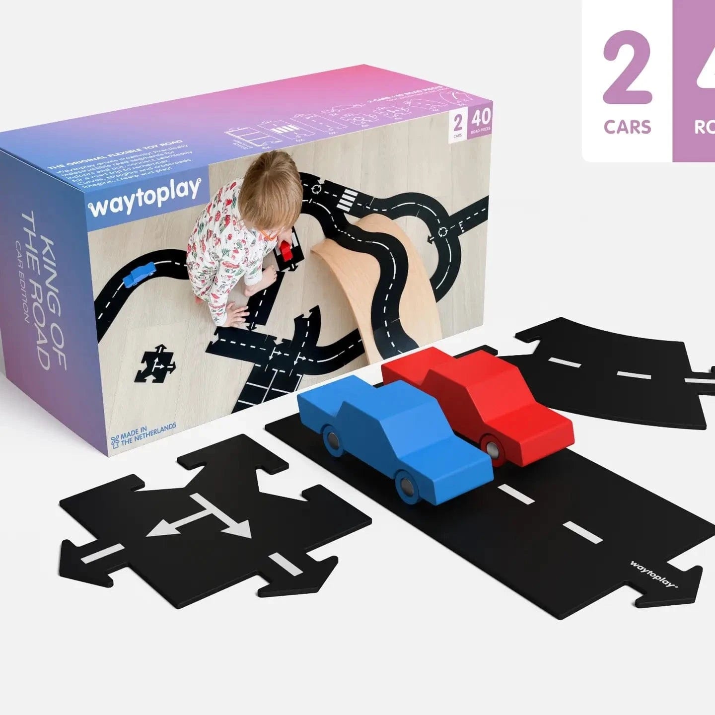 King of the Road - Extra Long Flexible Road Set - With Two Cars waytoplay Lil Tulips