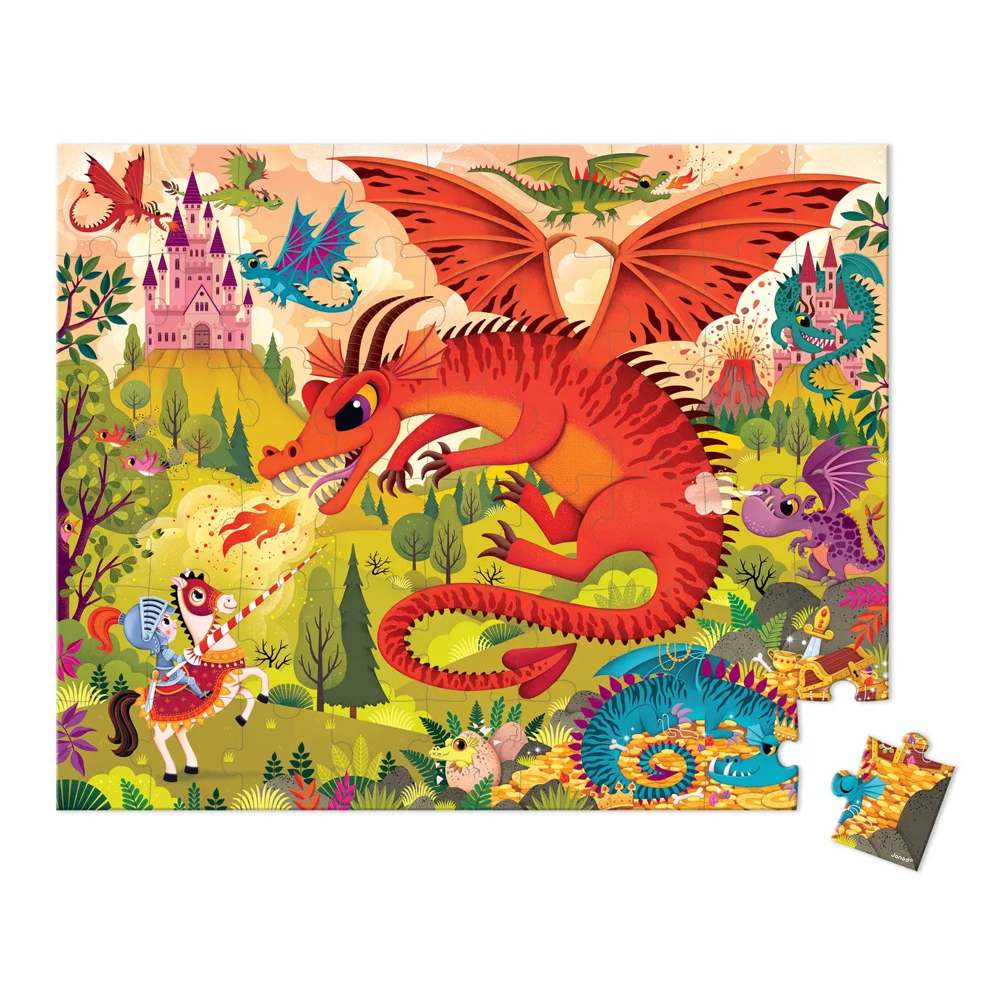 Kingdom of Dragons Suitcase Puzzle - 54 Pieces Janod Lil Tulips