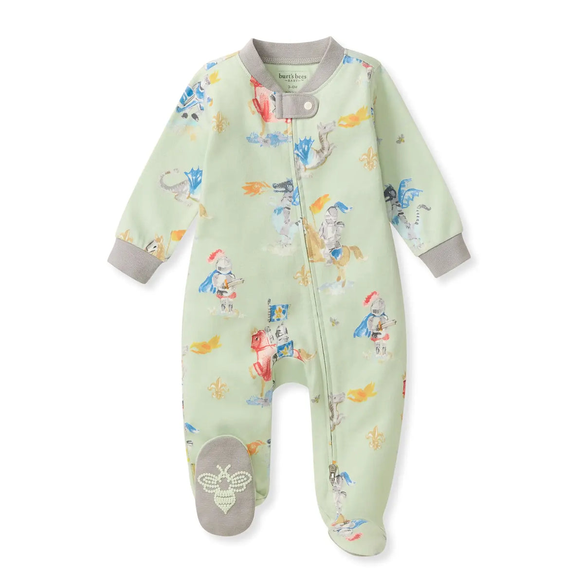 Knight & Dragons Organic Cotton Sleep & Play Footed Burt's Bees Baby Lil Tulips