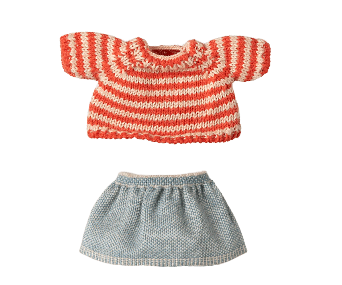Knitted Sweater and Skirt, Big Sister Mouse Maileg Lil Tulips
